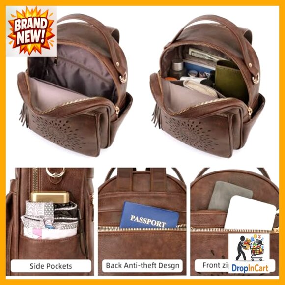 Mini Backpack Purse Waterproof Vegan Leather Convertible Crossbody Daypack main image 6
